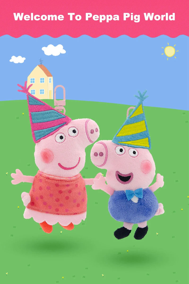 Peppa Pig 12cm Small Pendant Plush Doll George Pig Backpack Pendant Key Decoration Children's Gifts Cartoon Anime Toy Ornaments