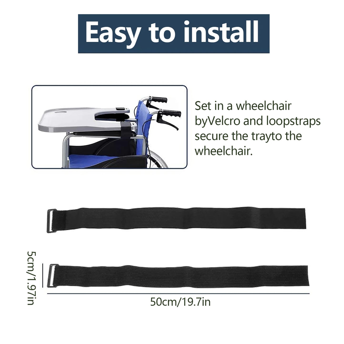 ABS Removable Wheelchair Tray Table w/2 Cup Holders Disabled Portable Lap Tray