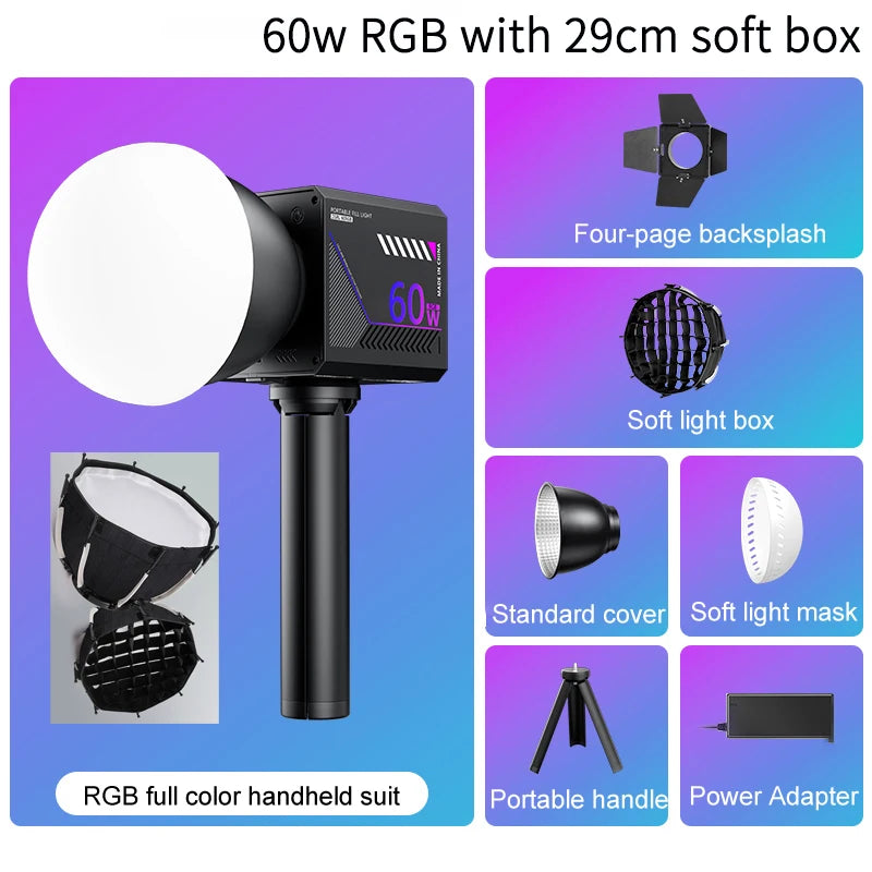 RGB Video Light Portable LED Photography Studio Light with 10000mAh Rechargeable for Vlog Streaming LIVE Photo Fill Lamp