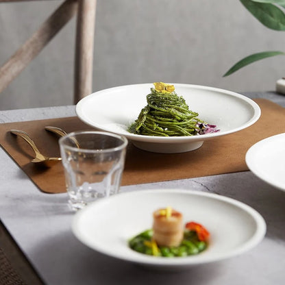 1pcs Light Luxury Solid Leather Placemat Coffee Brown PU Table Mat Waterproof Oilproof Heat-Insulated Plate Bowl Pad Table Decor