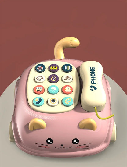 Baby 3-in-1 Musical Phone Toys Toddler Interactive Learning Toy with Lights Cat Telephone Story Early Education Montessori Gift