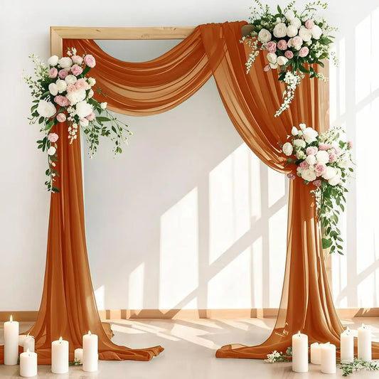 70X500cm Rust Chiffon Wedding Arch Draping Fabric Terracotta Solid Drapery Ceremony Reception Backdrop Curtain Party Swag Decor
