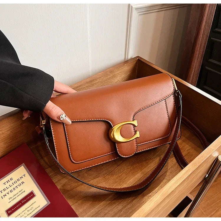 New Women's High-End Pure Color Simple Square Bag Multi-Layer Commuting Single Shoulder Bag Neutral Minimalist Style