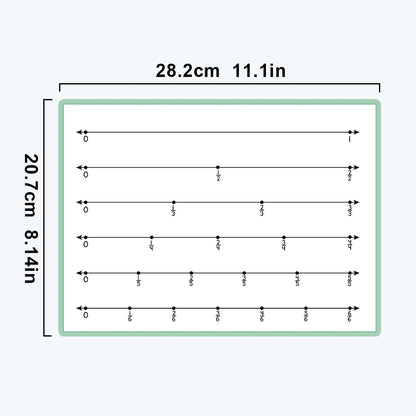 Math Fraction Practice Poster for Kids Classroom Supplies Double Sided Number Lines Mathematical Calculation Learning Charts