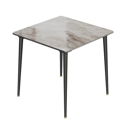 Square Restaurant Marble Dining Table Compact Dishes Serve Table with Metal Legs Kitchen Furniture for 4-6 Seats