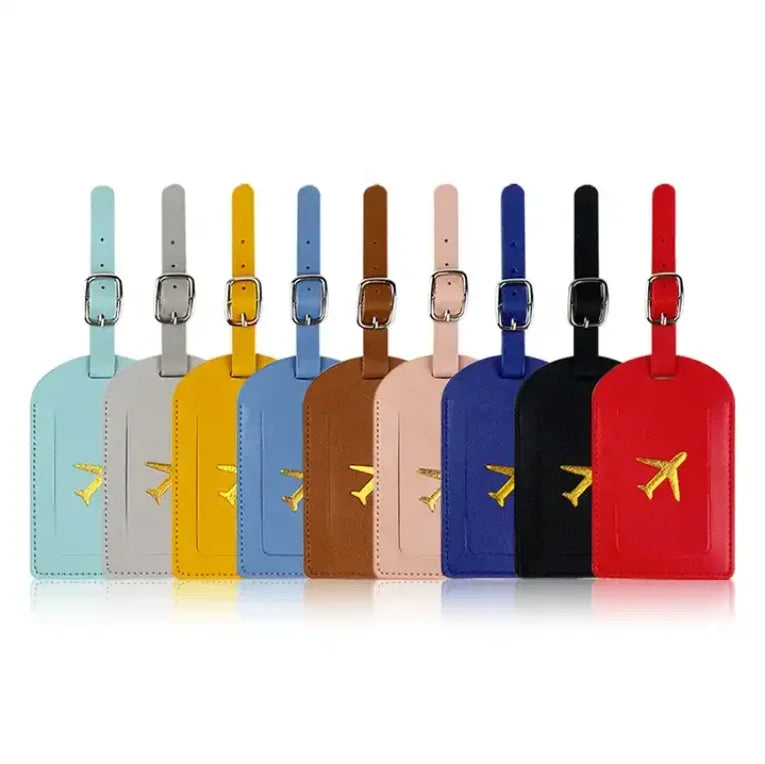 Stamped Leather Business Luggage Tag Suitcase Address Label Luggage Boarding Case Label Name ID Address Clip Travel Accessories