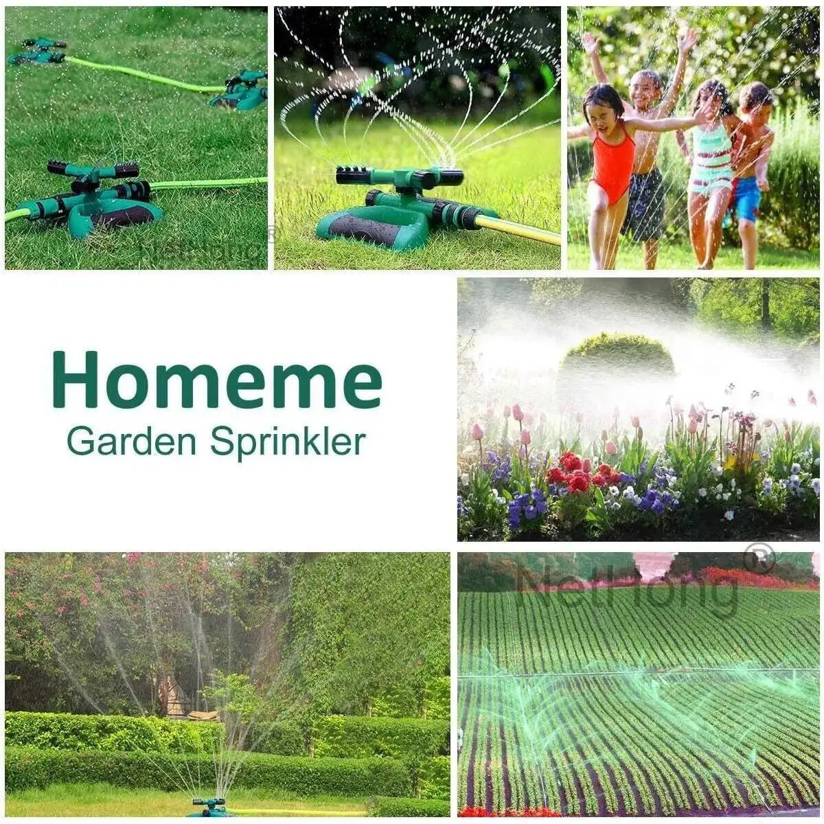 3-Arms 360° Rotating Garden/Lawn Sprinkler System Automatic Watering Irrigation~