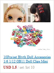 10Pcs/Set Blyth Doll Accessories 1/6 1/12 OB11 Clips Mini 2cm Hairpins Hair for Fashion