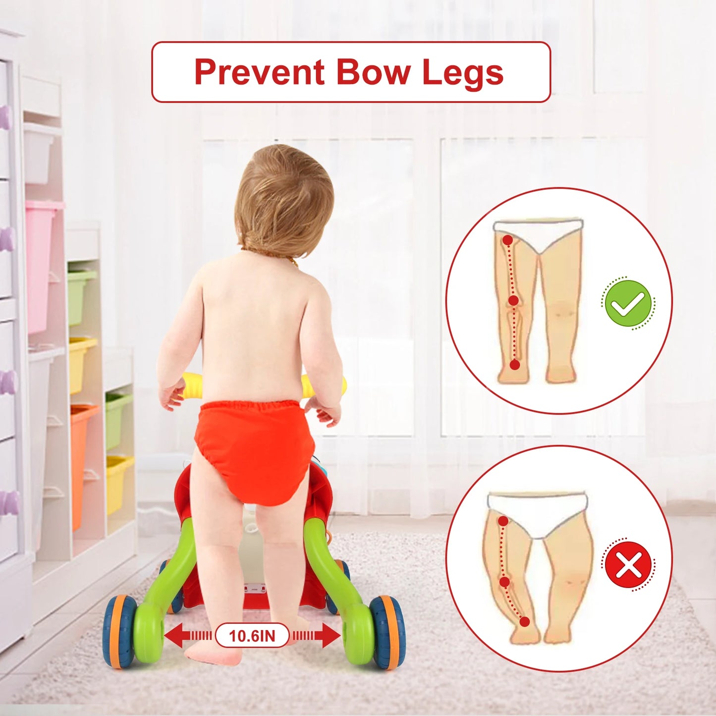 Baby Cartoon Push Walker Toys with Music Drawing Board Multifunction Activity Learning Walk Toddler Walker for 12M+ Infants