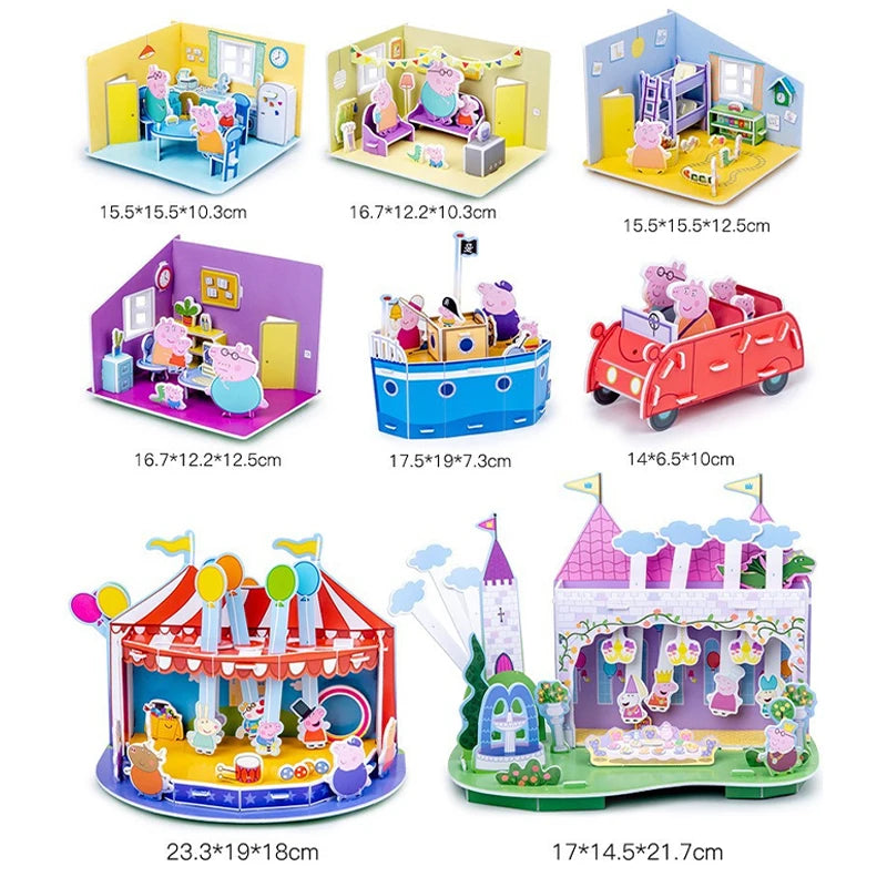 Peppa Pig 3D Puzzle Children's Puzzle Enlightenment Peppa Toys For Boys And Girls DIY Handmade House Models Gift Toys