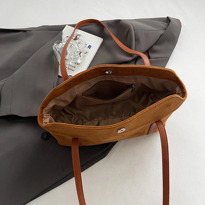 Autumn and Winter Vintage Women's Bag Suede Shoulder Bag Luxury Designer Top Handle Clutch Bag Purse for Women Retro Handbags