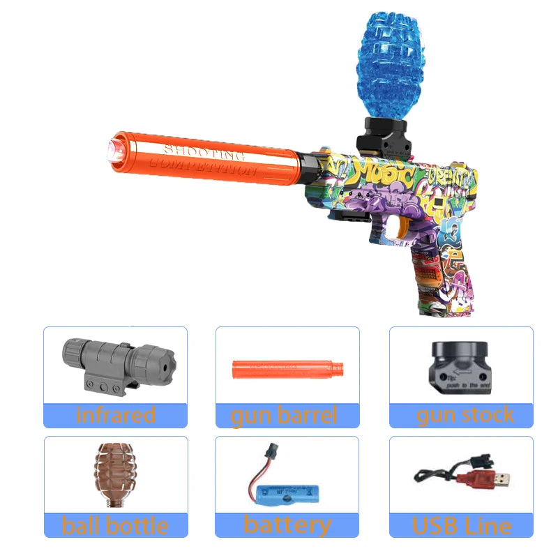 Kids Outdoor Toy Electric Gel Gun Water Ball Bullet Pistols Summer Play Water Shooting Interactive Party Game Children Adult