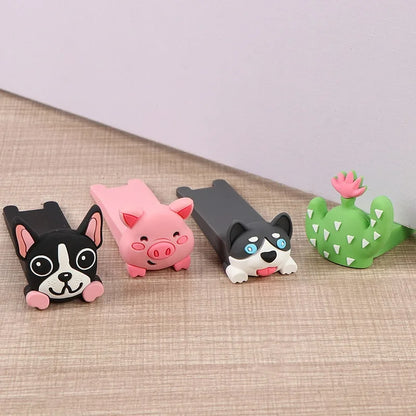 Cartoon Door Stop Silicone Reusable Shock Absorbent Block Wedge Doorstops Door Handle Stopper Home Door Anti-collision Stopper