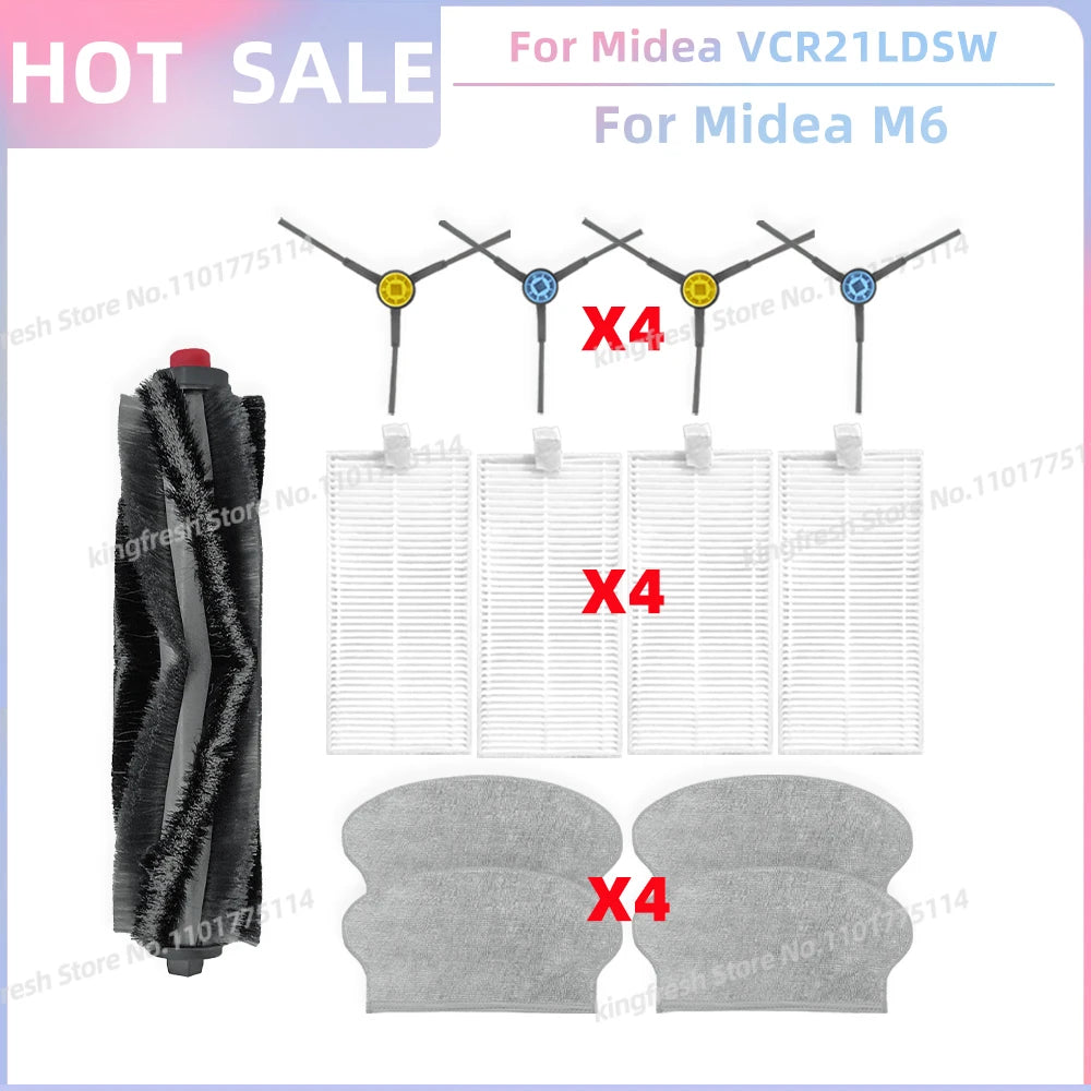 Fit For Midea VCR21LDSW / Midea M6 / Eureka NER600 Robot Vacuum Parts Main Roller Side Brush Hepa Filter Mop Cloth Accessories