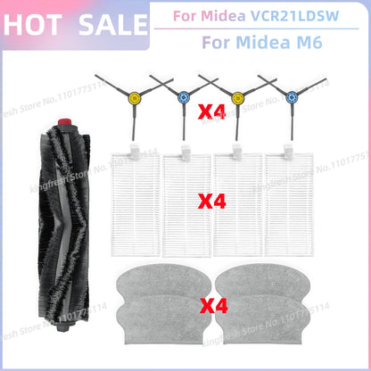 Fit For Midea VCR21LDSW / Midea M6 / Eureka NER600 Robot Vacuum Parts Main Roller Side Brush Hepa Filter Mop Cloth Accessories