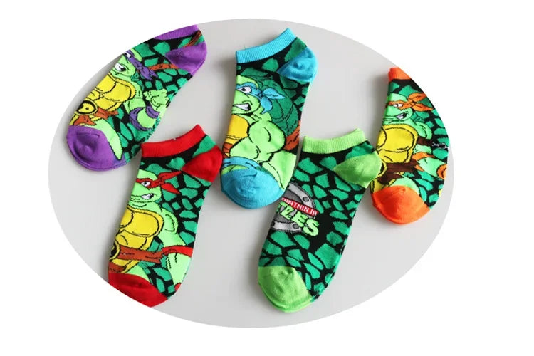 Teenage Mutant Ninja Turtles TMNT Socks Cartoon Women Men Anime Cute Socks Short Cotton Blends Low Cut Ankle Boat Socks Summer