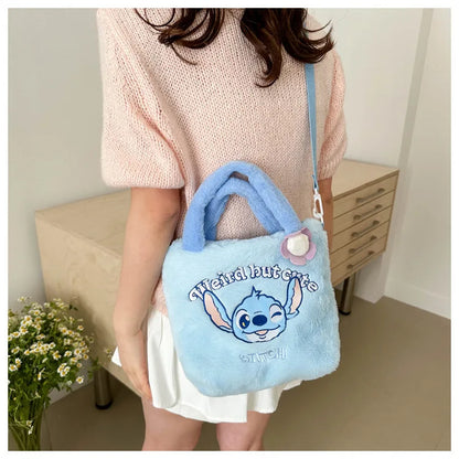 Stitch Women's Plush Shoulder Bags Large Capacity Ctue Crossbody Bag For Pretty Girl Makeup Bag