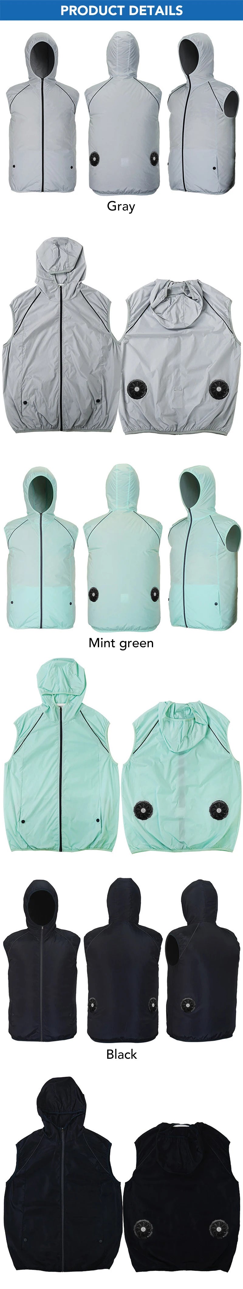 Summer Cooling Vest Women's Fan Air Conditioning Clothes Fashion Couple Sleeveless Waistcoat Hoodie Coat Sunscreen Work Clothes