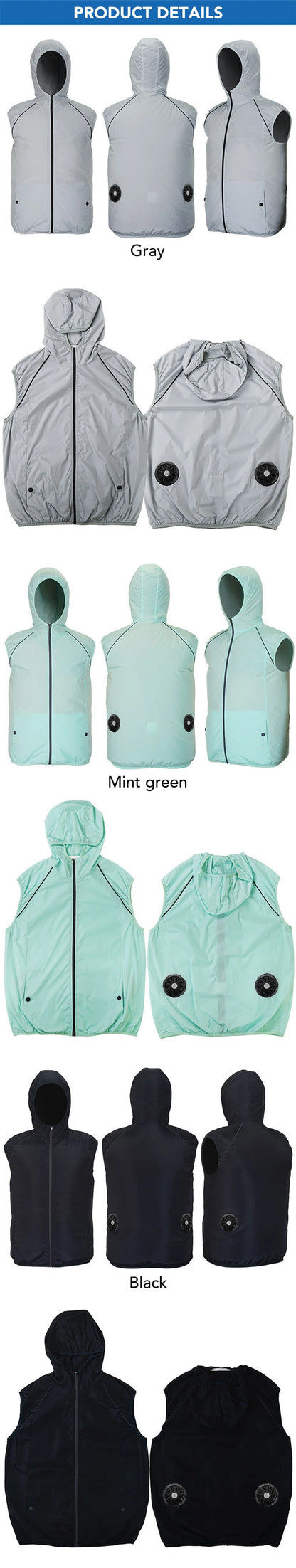 Summer Cooling Vest Women's Fan Air Conditioning Clothes Fashion Couple Sleeveless Waistcoat Hoodie Coat Sunscreen Work Clothes
