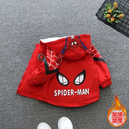 Boys Spiderman Winter Jacket - Thick Warm Hooded Down Parka Coat for Kids