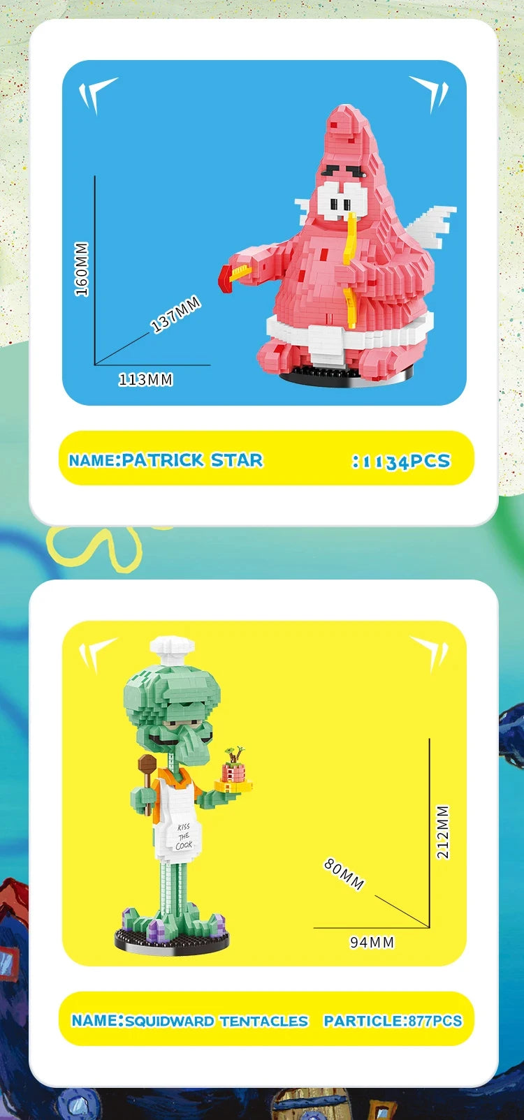 Spongebob Cartoon Krusty Krab Restaurant Building Blocks Creative Canteen Scenes Model Bricks Desktop Ornaments Toy For Kid Gift