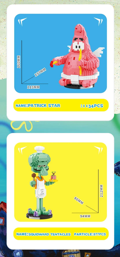 Spongebob Cartoon Krusty Krab Restaurant Building Blocks Creative Canteen Scenes Model Bricks Desktop Ornaments Toy For Kid Gift