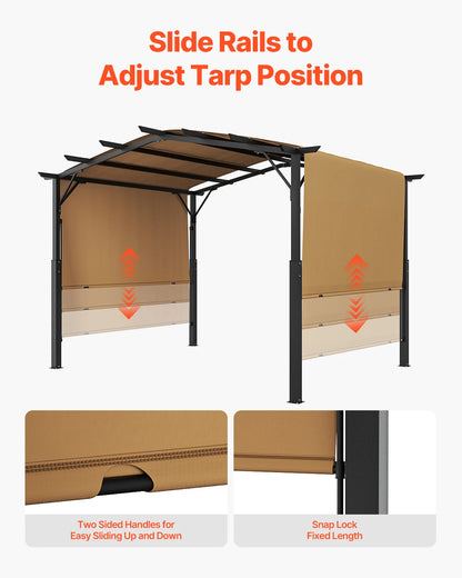 VEVOR Outdoor Pergola Arched Top Metal Pergola Retractable Pergola with Sun Shade Canopy Large Patio Shelter Pavilion for Deck