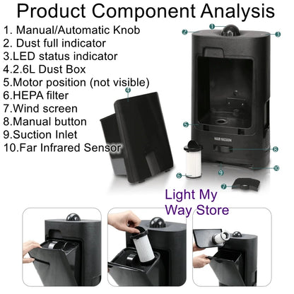 Professional Hair Salon Vacuum Waste Bin - Infrared Sensor Auto-Suction Hair Collector