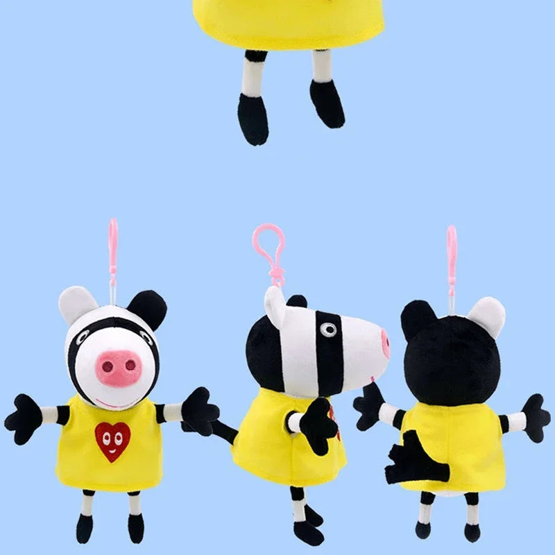 19CM Genuine Peppa Pig George Emily Candy Dennie Pedro Stuffed Plush Toys Keyring Animal Doll Pendant Children's Birthday Gifts