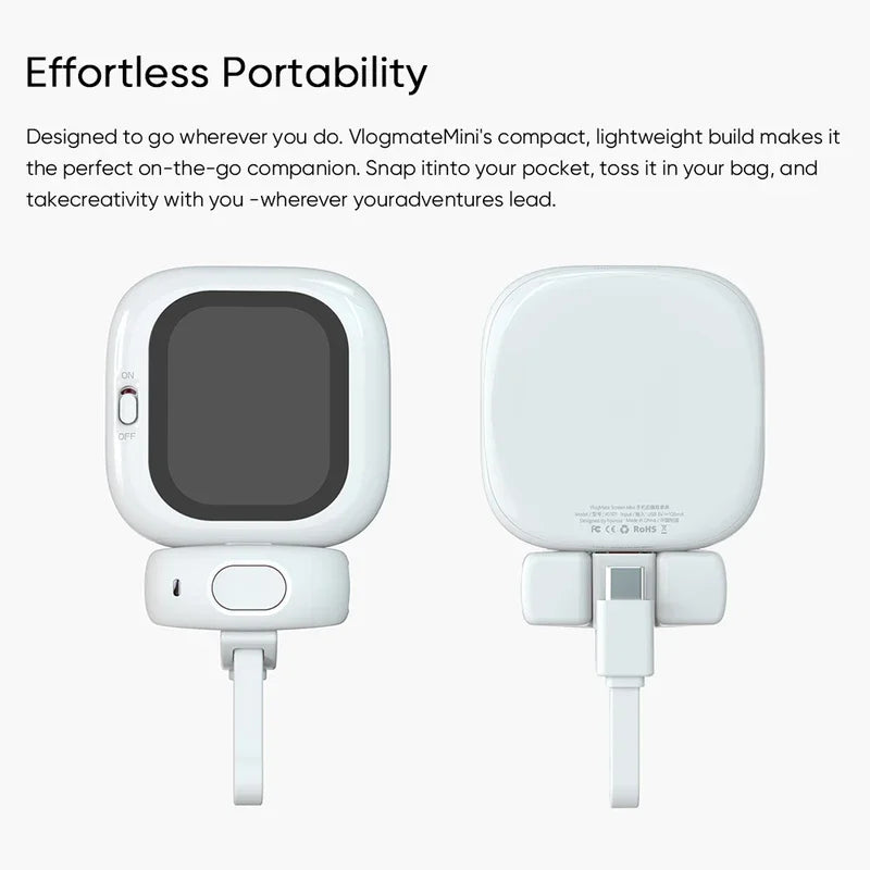 Magnetic Mini Phone Vlog Selfie Monitor Screen for iPhone AMOLED Bluetooth Rear Back Camera Monitor Screen Vlogging Live TikTok