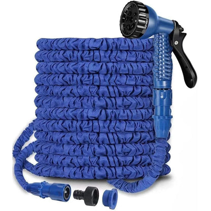 100ft Expandable Garden Hose, Flexible and Lightweight Water Hose with High Pressure Nozzle, Durable and Tangle-Free (Blue)
