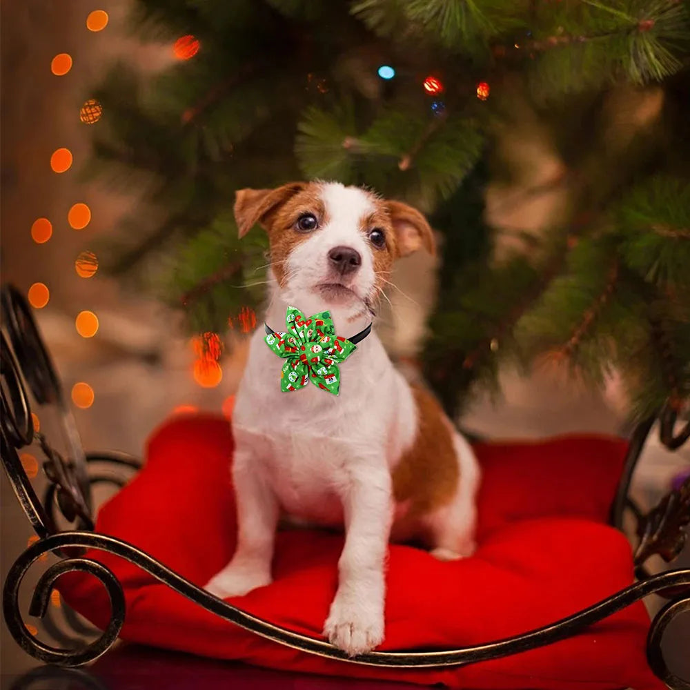 20/40PCS Winter Dog Bowties Removable Pet Dogs Bow Ties For Christmas Party Bulk Pet Grooming Accessories For Dogs and Cats