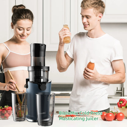 BioloMix Cold Press Juicer with 78mm Feed Chute, 200W 40-65RPM Powerful Motor Slow Masticating Juice Extractor Fits Whole Fruits