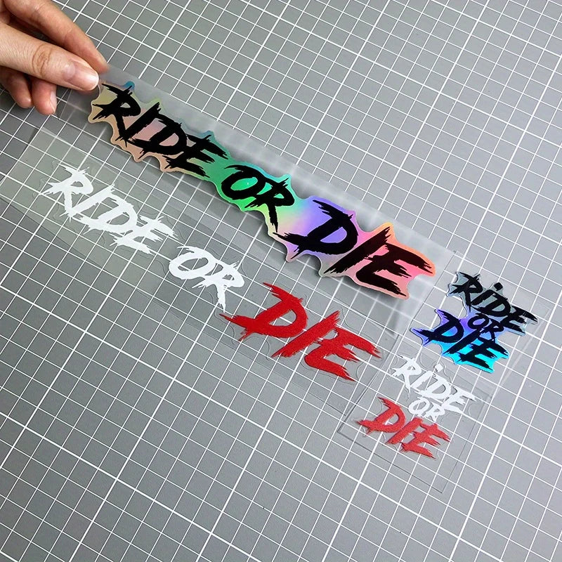 2PCS RIDE OR DIE Motorcycle Stickers Waterproof for Motorbike Helmet DIY Road Bicycle Top Tube Frame Self-adhesive Vinyl Decals