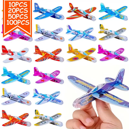 10/100Pcs Kids Party Supplies DIY Multicolor Foam Airplane Boys Birthday Party Souvenirs Pinata Filler Kindergarten Prize Toys