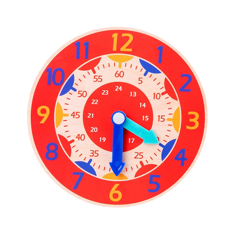 Kids Montessori Wooden Clock Toys Time Learning Teaching Aids Educational Toys For Children Primary School Clever Board Toy