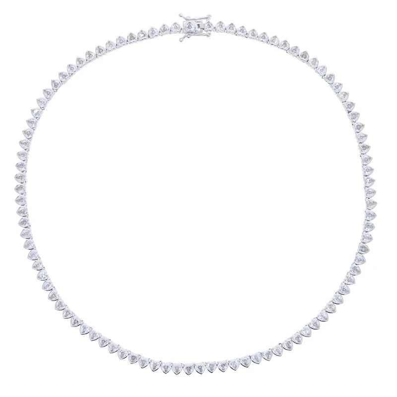 Green White CZ Bezel Heart Shaped Tennis Chain Choker Necklace For Women Geometric Classic Luxury Jewelry