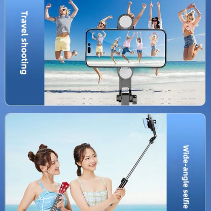 1.8M Long Extended Bluetooth Wireless Selfie Stick Live Broacast Stand Holder Tripod Foldable With Fill Light For Smartphones