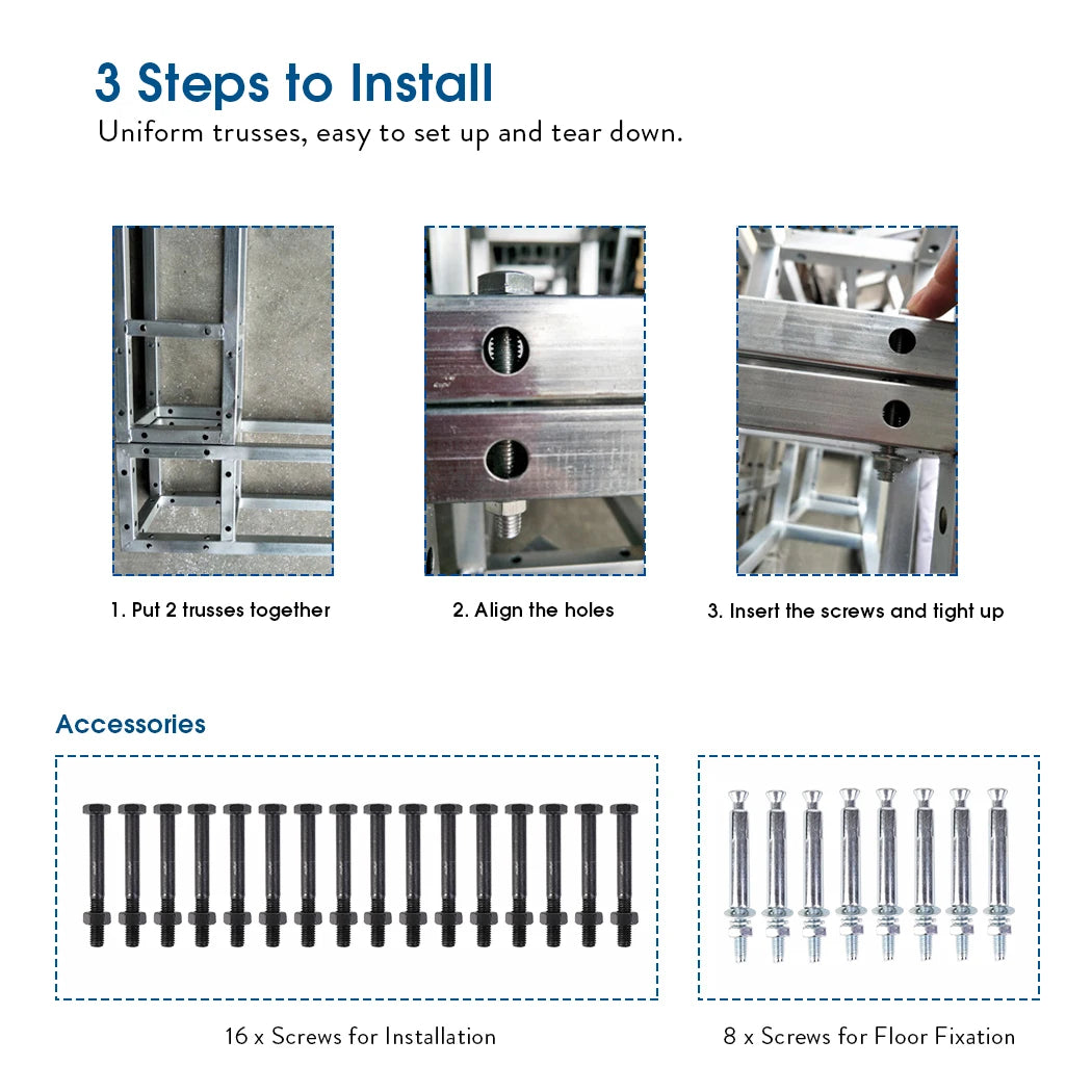 Iron Square Segments Truss Tower, Stage Club, DJ Lighting Frame, Perform Show Supports, 3Pcs/set