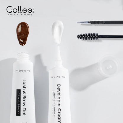 Gollee Lash and Brow Tinting Kit Classic Black Natural Eyelash Lifting Perm Treatment Makeup Set 4-6 Weeks For Lash Curler Perm
