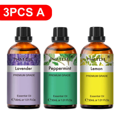 PHATOIL 30ml Lavender Lemon Eucalyptus Sandalwood Bergamot Aromatherapy Essential Oil For Diffuser,Candle Making,DIY Soap & Bomb