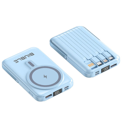 Blue Wireless Magnetic power bank Wireless fast charging up to 22.5w with LED digital power display