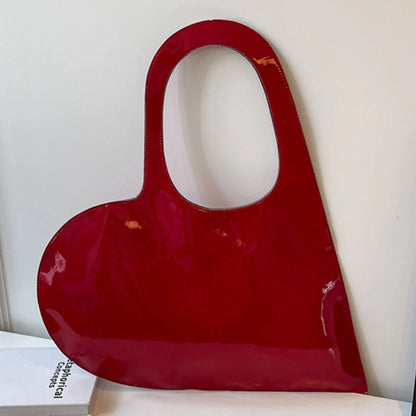 Luxury Design Heart Ladies Handbag PU Leather Underarm Bag Solid Color Trendy Tote Bag Summer Top Hand Bag for Women and Girls