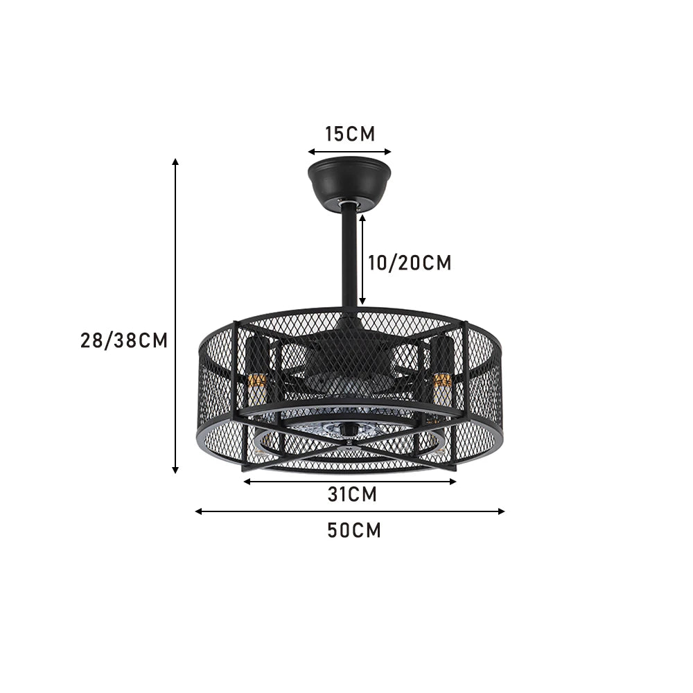 KOMORE Modern Style Indoor Round Ceiling Fan with Light and Remote, 3 Colour Temperature for Office, Living Room, Bedroom