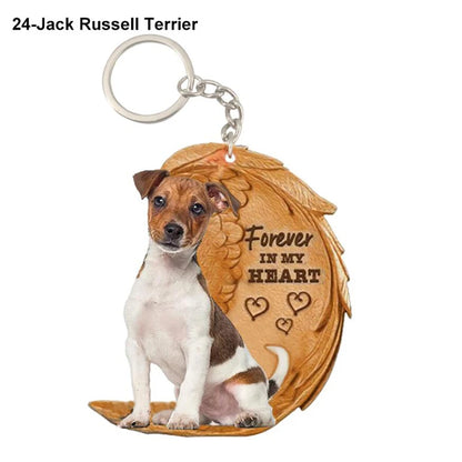 Dog Memorial Keychain - Forever In My Heart Angel Pendant Pet Jewelry Gift