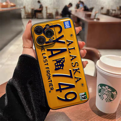 Retro Vintage License Plate Phone Case For iPhone 17 16 15 14 13 12 11 Pro Max Mini SE 7 8 Plus 16E Shockproof Non-Slip Cover