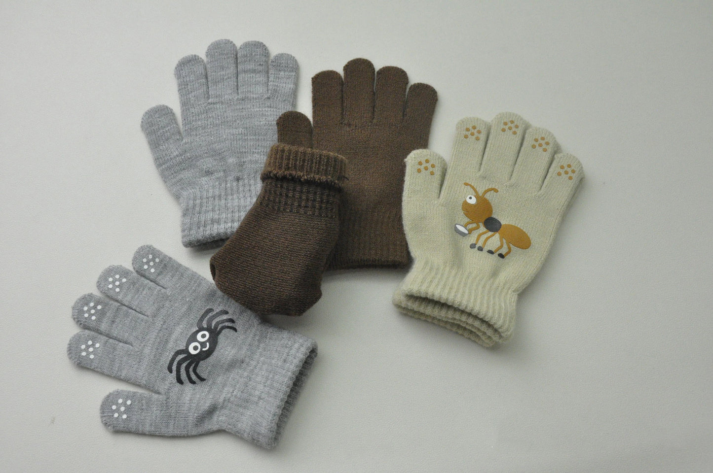 Children Knitted Warm Gloves For 5-12Y Baby Students Winter New Insect Full Finger Mittens Outdoor Cycling Skiing Gloves