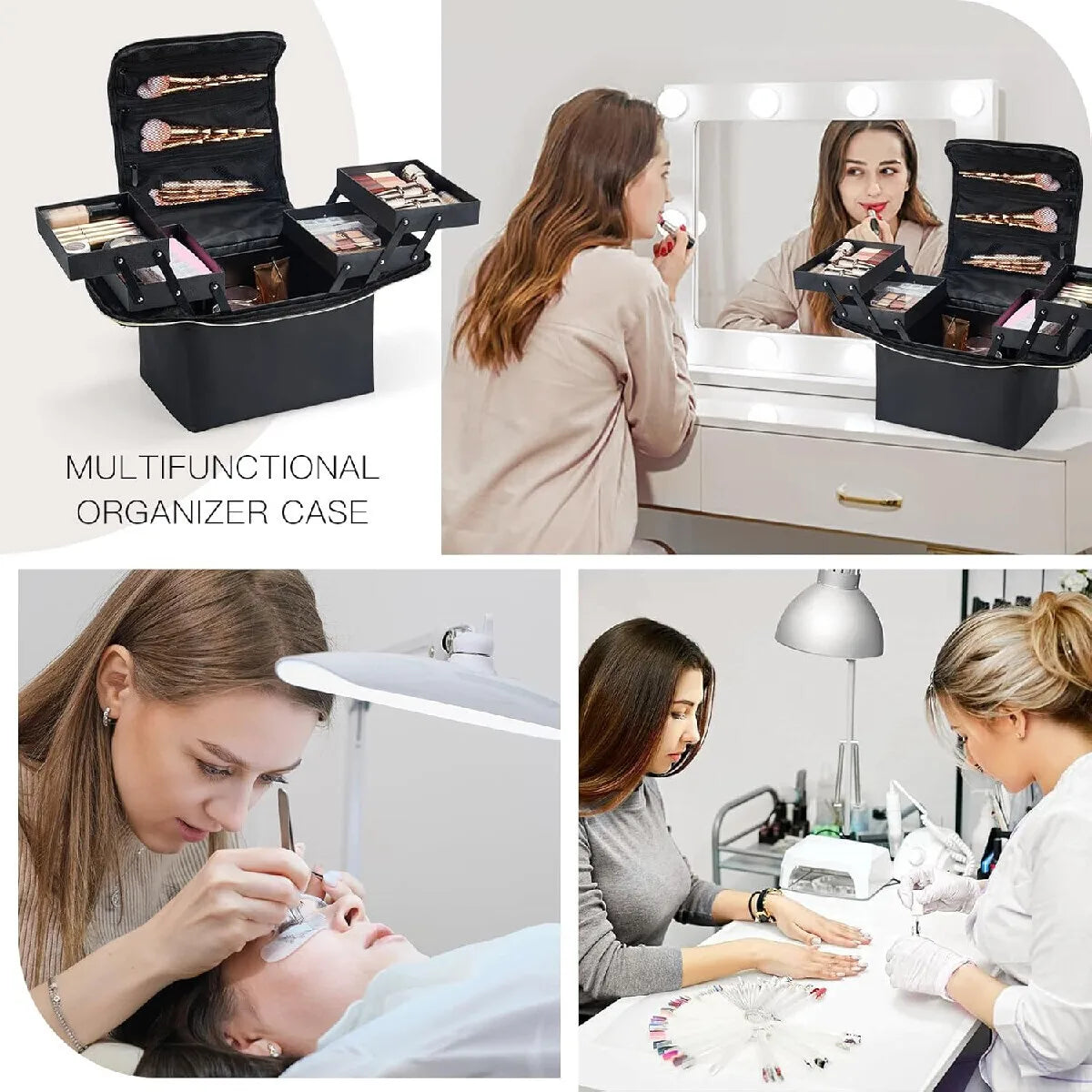 Makeup Case Portable Travel Cosmetics Make Up Storage Organizer Box Oxford clothJewelry Nail Beauty Vanity Suitcase for Women