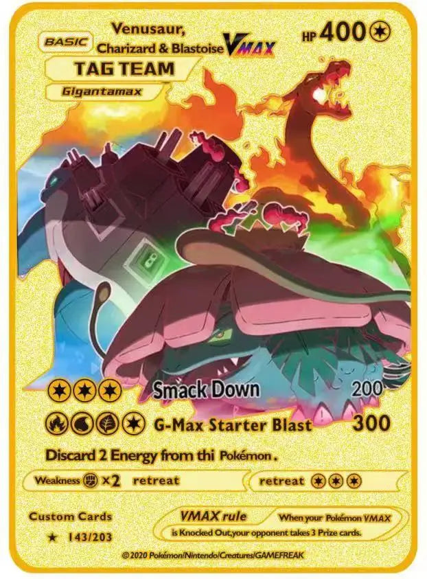 Pokémon 32er-Karten Goldmetall-Pokémon-Karten Englisch Harte Eisenkarten Mewtu Pikachu Gx Glurak Vmax Paket Spielkollektion