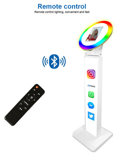 iPad Photo Booth Selfie-Maschine Shell Verstellbarer Ständer Photobooth mit LED-Ringlicht Individuelles LOGO für Hochzeitspartys und Events